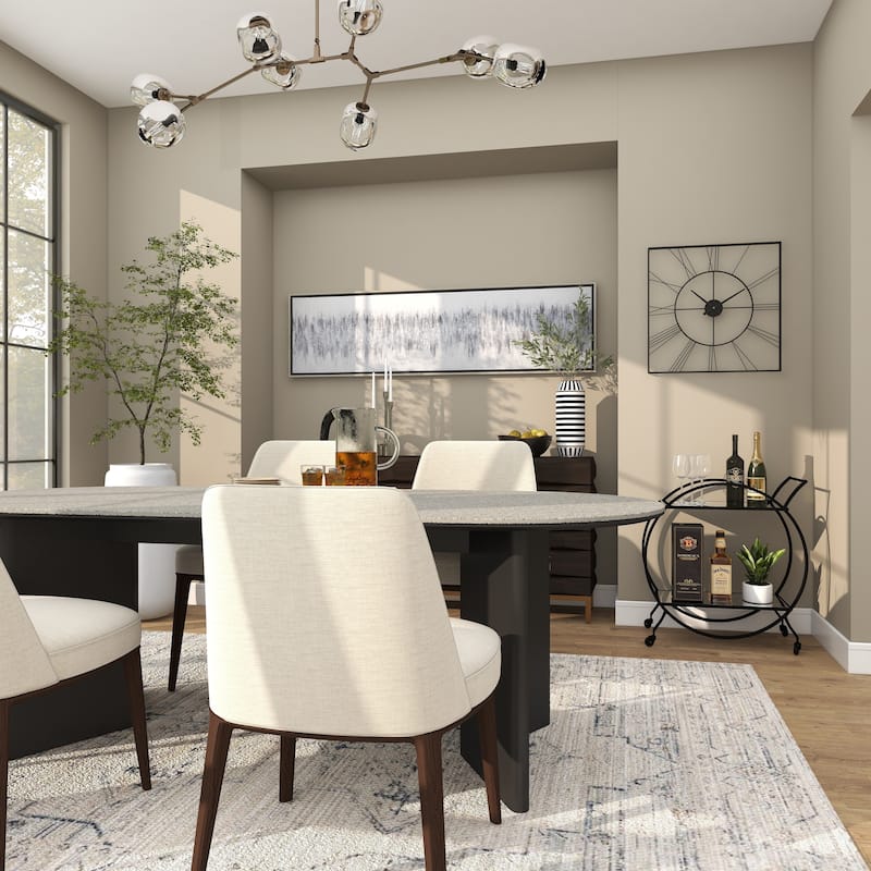 Gray Canvas Abstract Living Room Framed Wall Art with Silver Frame