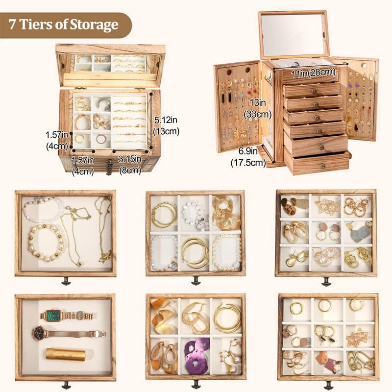 Large Jewelry Box - 6.89"D x 11.02"W x 12.99"H