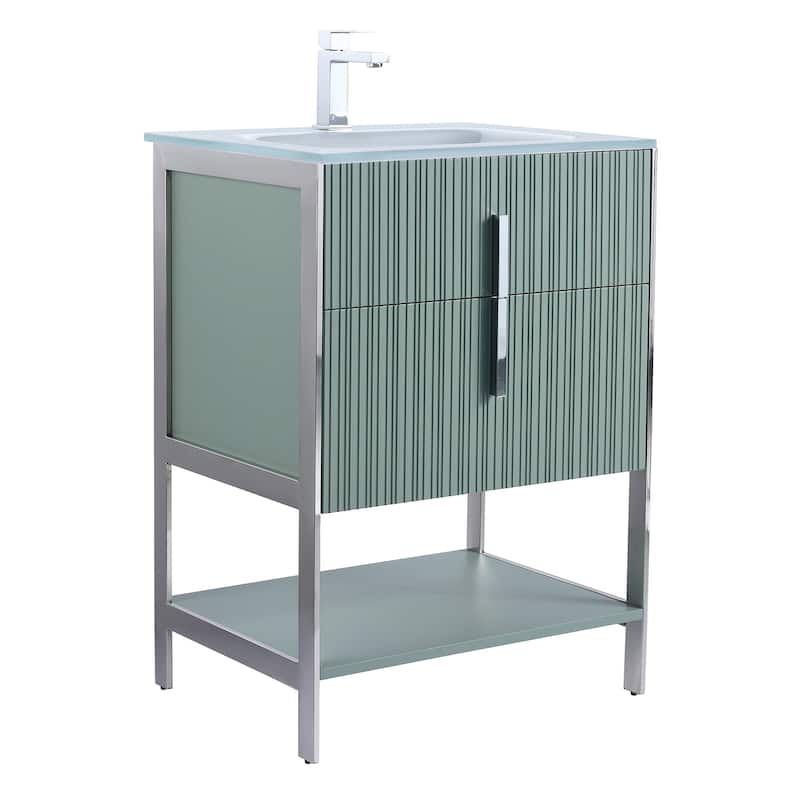 Fine Fixtures Serenity Modern Bathroom Vanity with White Glass Top