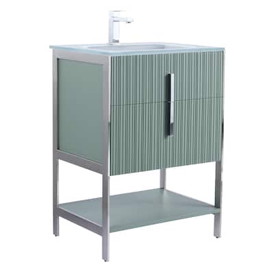 Fine Fixtures Serenity Modern Bathroom Vanity with White Glass Top