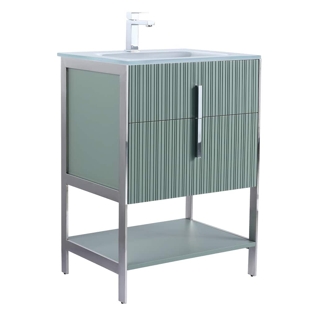 Fine Fixtures Serenity Modern Bathroom Vanity with White Glass Top