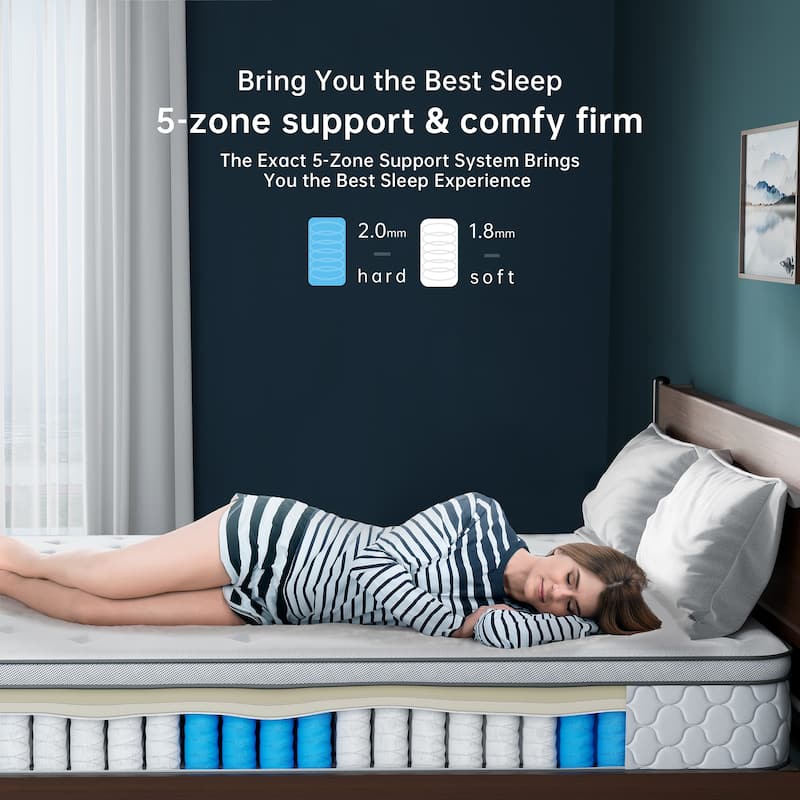 Queen Size Mattress,12 Inch Hybrid Memory Foam and Pocketed Springs Mattress