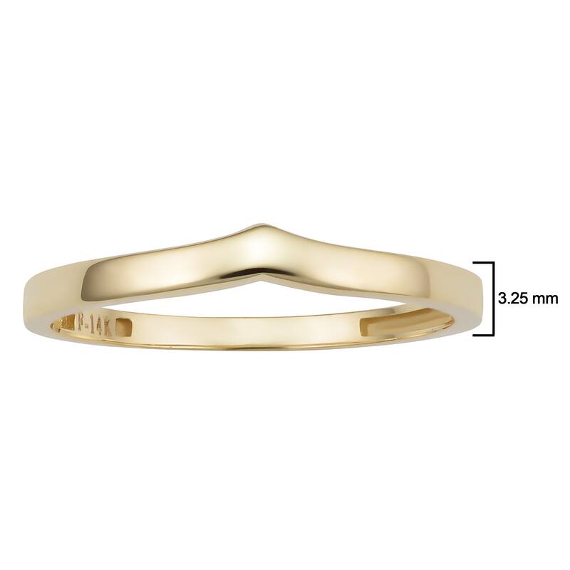 Fremada 14k Yellow White or Rose Gold 3.25 millimeter Chevron Midi Stackable Minimalist Ring