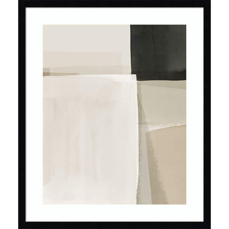 Muted Geometry in Calm Shades by Hazel J Wood Framed Wall Art Print - Svelte Noir Black
