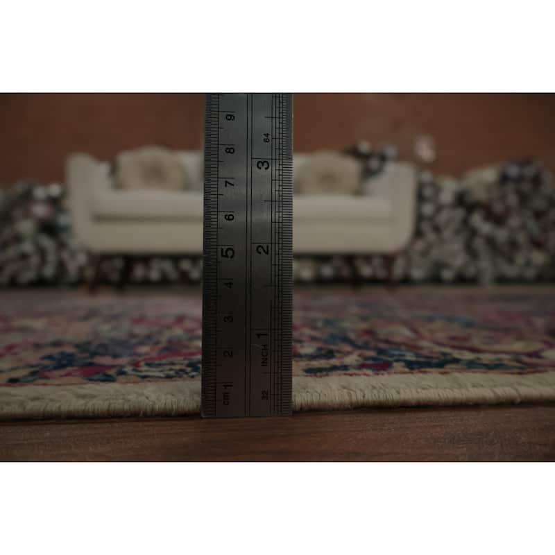 Hand Knotted Oriental 100% Wool Carpet Traditional All-Over Beige & Ivories Kerman Area Rug - 4' 9'' X 3' 0''