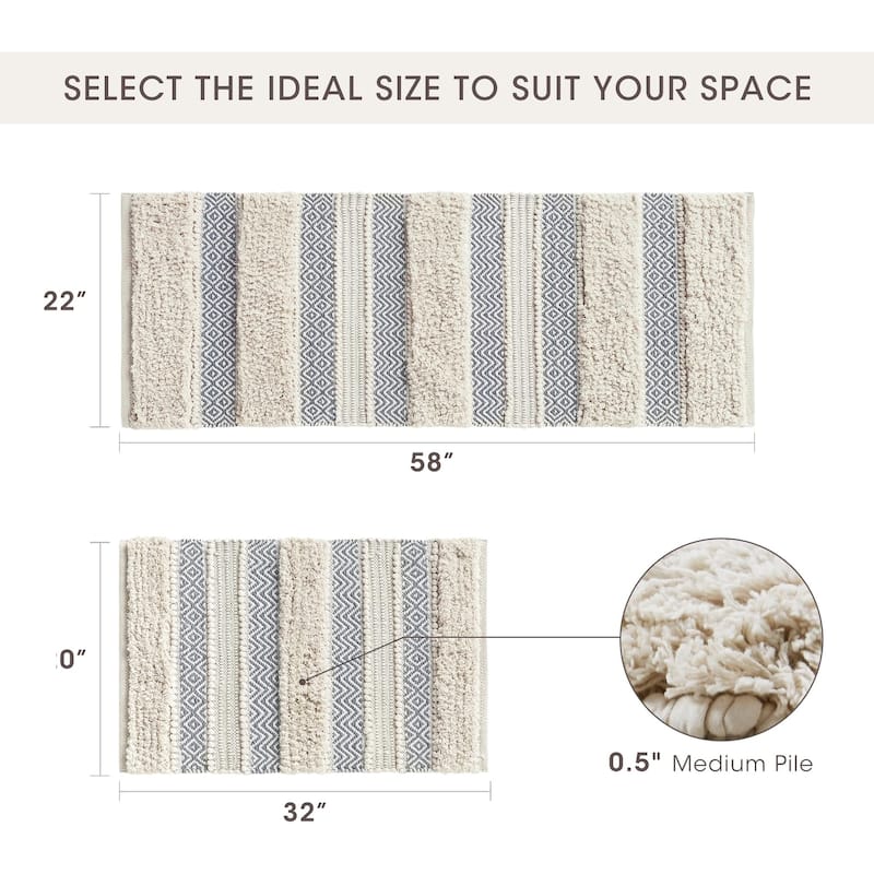 INK+IVY Asher Woven Texture Stripe Bath Rug