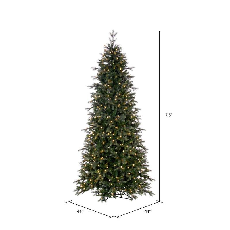 Vickerman 7.5' x 44" Douglas Fir Artificial Slim Pre-Lit Christmas Tree , Dura-Lit® Warm White LED Mini Lights.