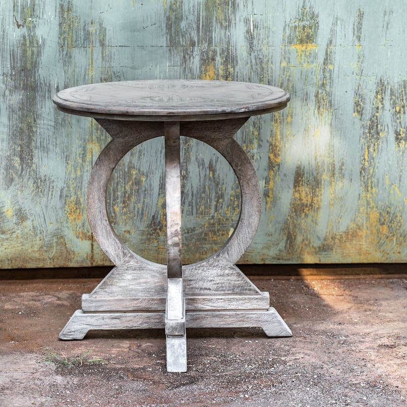 Uttermost Maiva 24" Diameter Wood Pedestal Table