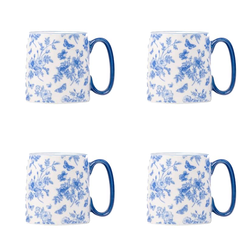 10 Strawberry Street Bella Flora Mugs, Set of 4