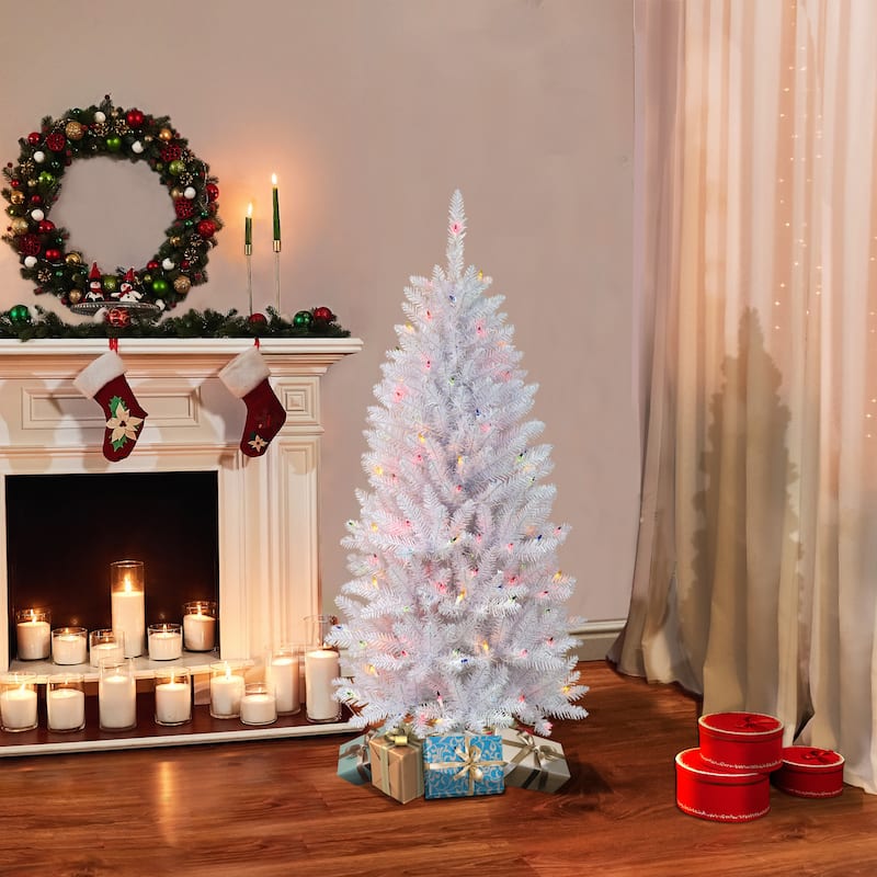 Puleo International Pre-Lit 4.5' Pencil White Fraser Fir Artificial Christmas Tree