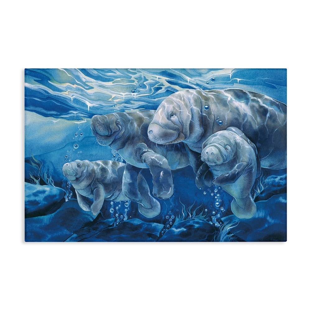 Stupell Underwater Manatee Family Canvas Wall Art Design By Jody Bergsma