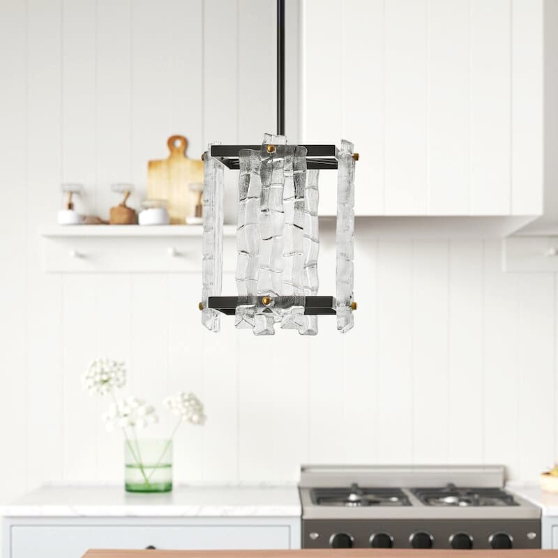 4-Lights Special Square Glass Shade Pendant Lighting - 7.9"D×4.7"W×57.1"H(Adjustable) - 7.9"D×4.7"W×57.1"H(Adjustable)