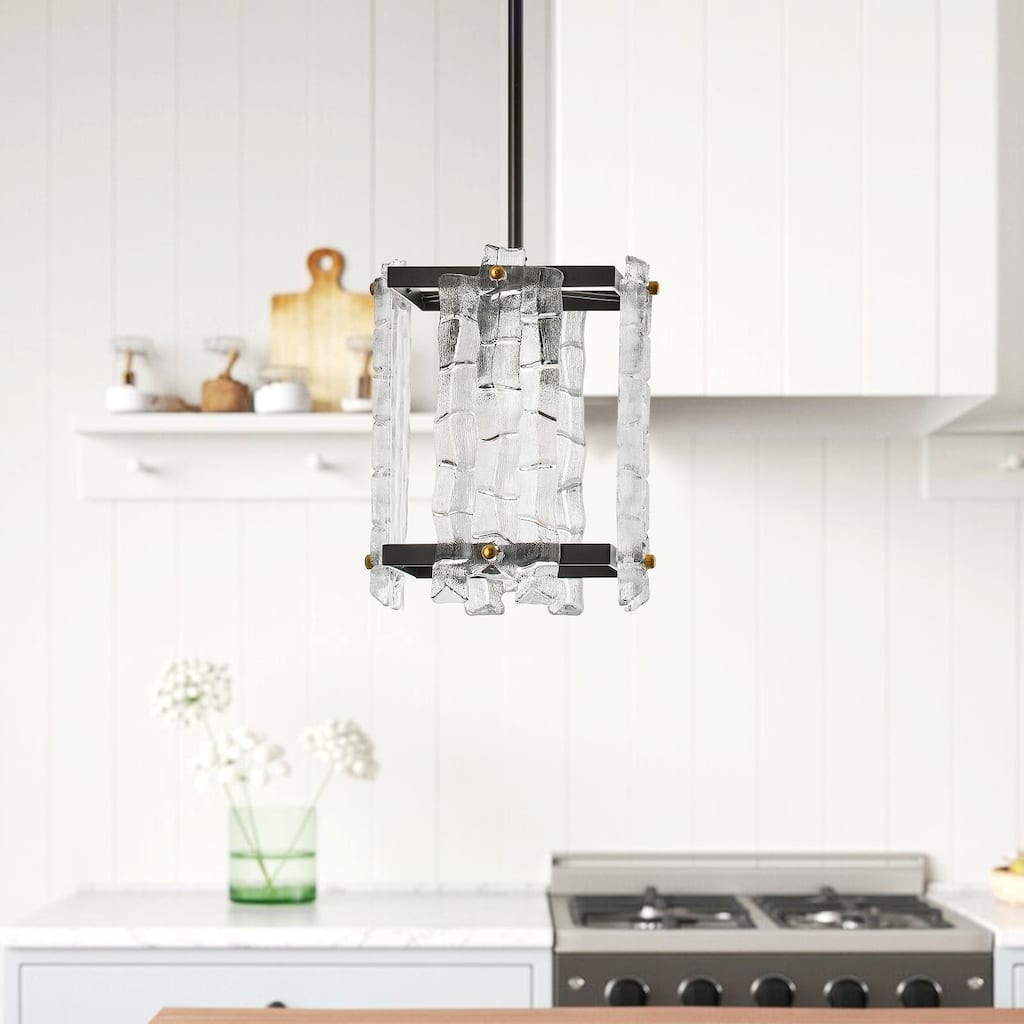 4-Lights Special Square Glass Shade Pendant Lighting - 7.9"D×4.7"W×57.1"H(Adjustable)
