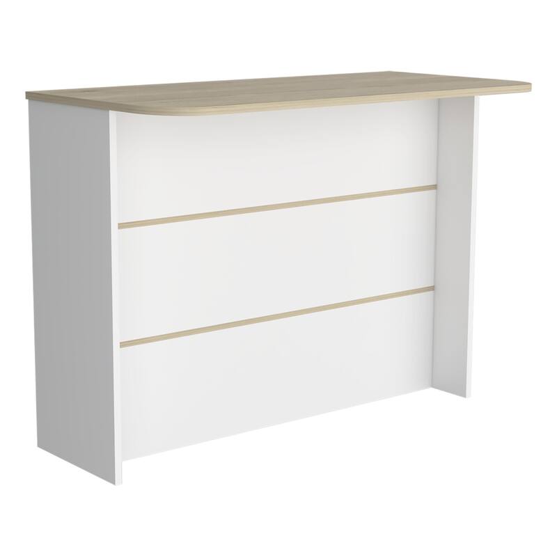 Fendi Kitchen Island with Ample Workstation and 2-Tier Shelf White / Light Pine - White + Light Oak