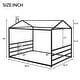 preview thumbnail 6 of 22, Queen Size House Shape Platform Bed, Modern Floor Bed with Roof and Metal Bed Frame, No Box Spring Needed for Bedroom