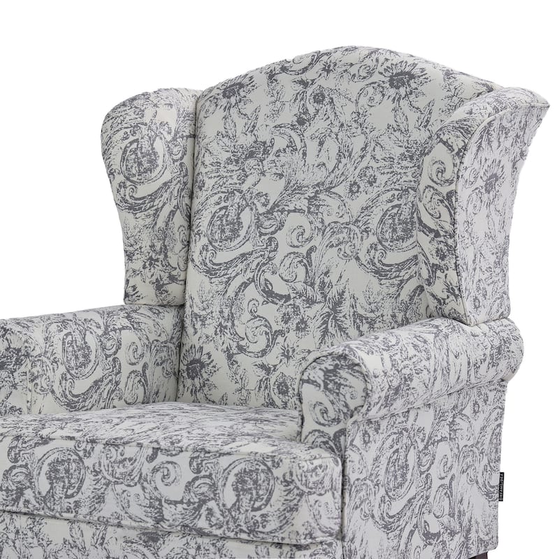 2 Set Traditional Rolled Arm Wing Back Accent Chair