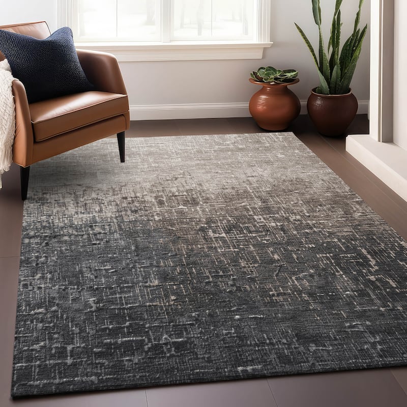 Machine Washable Indoor/ Outdoor Ombre Texture Chantille Rug - Khaki - 9' x 12'