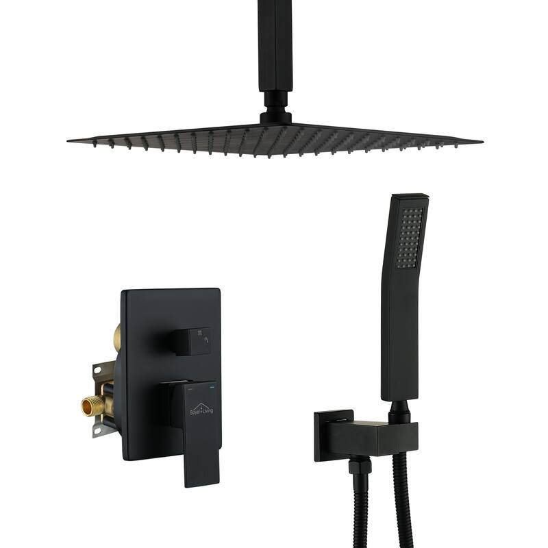 2-Function 10/12/16 In Ceiling Mounted Shower System - 12" - Matte Black