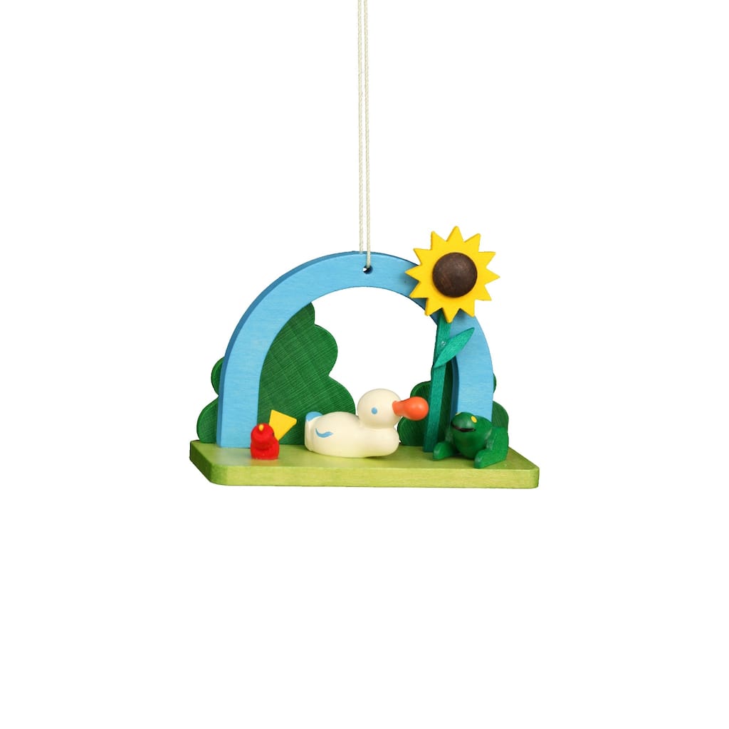 2.75" christian ulbricht duck and frog with sunflower easter ornament