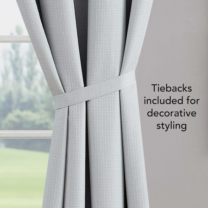 Creative Home Ideas Chyna Blackout Window Curtain, Room Darkening, Thermal Insulated, Grommets, Set of 2 Panels with 2 Tiebacks