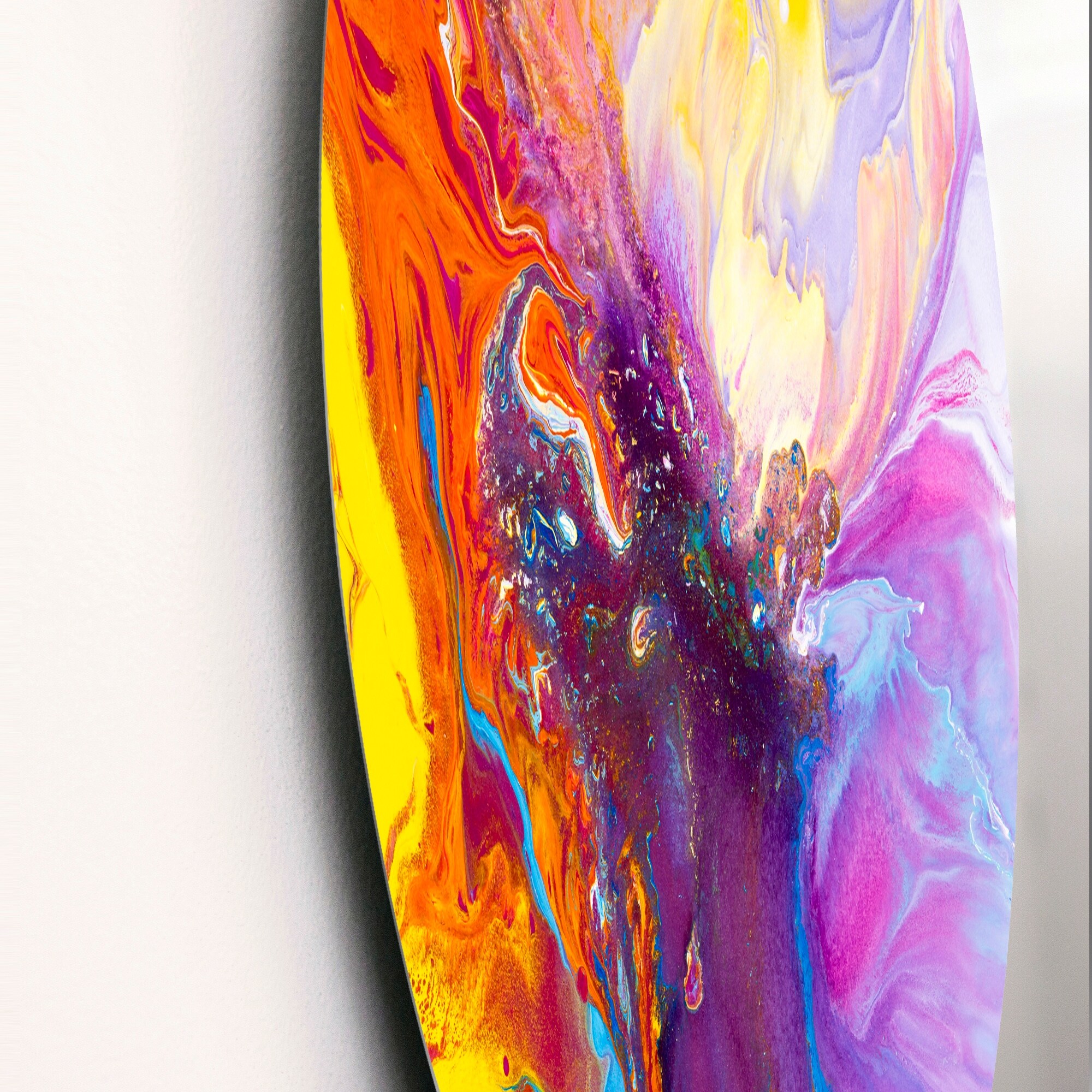 Designart 'Purple Orange And Pink Liquid Art I' Modern Metal