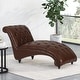 preview thumbnail 8 of 18, Varnell Contemporary Button Tufted Chaise Lounge by Christopher Knight Home - 64.25" L x 29.00" W x 33.75" H Dark Brown