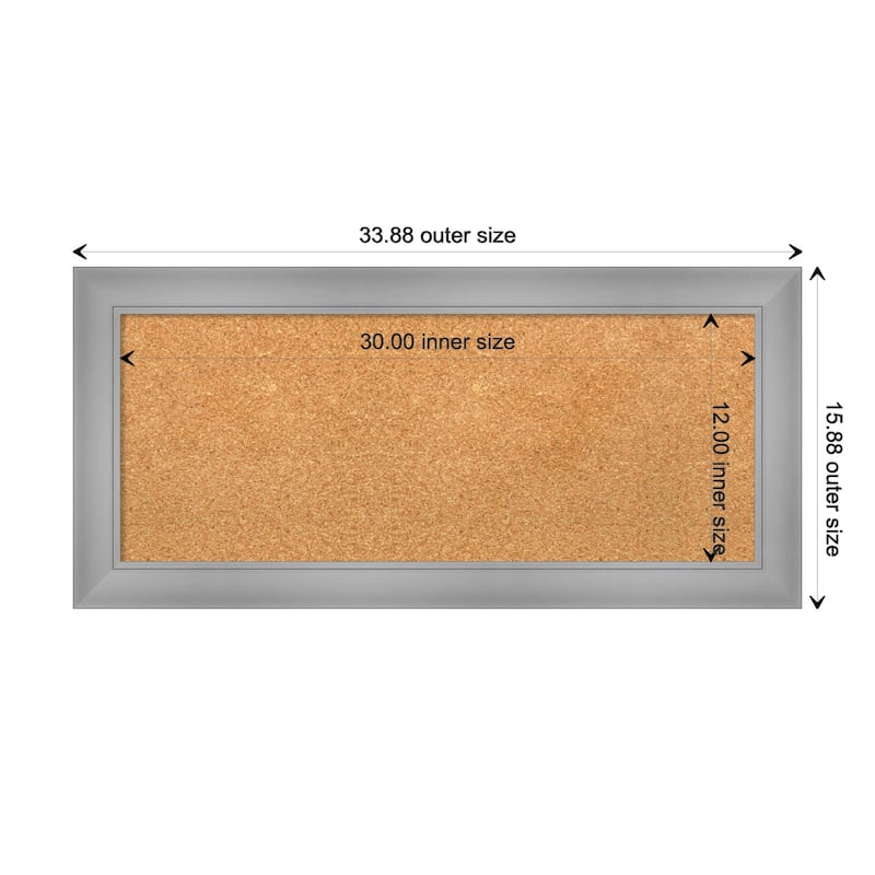 Flair Polished Nickel Framed Cork Bulletin Memo Board