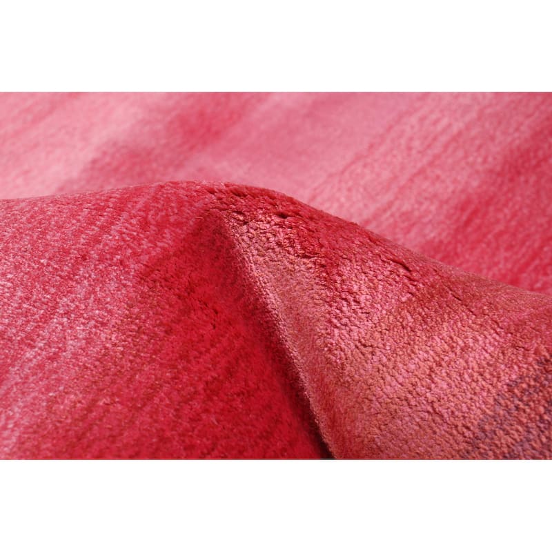 ECARPETGALLERY Hand Loomed Shimmer Red Viscose Rug - 7'11 x 9'9