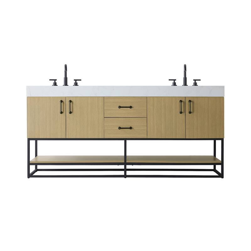 Elegant Lighting VF29272D Caroline 72" Free Standing Double Basin - Honey Brown