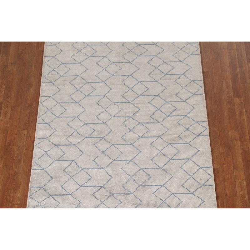 Trellis / Moroccan Indian Area Rug Handmade Wool Carpet - 5'1"x 7'10"