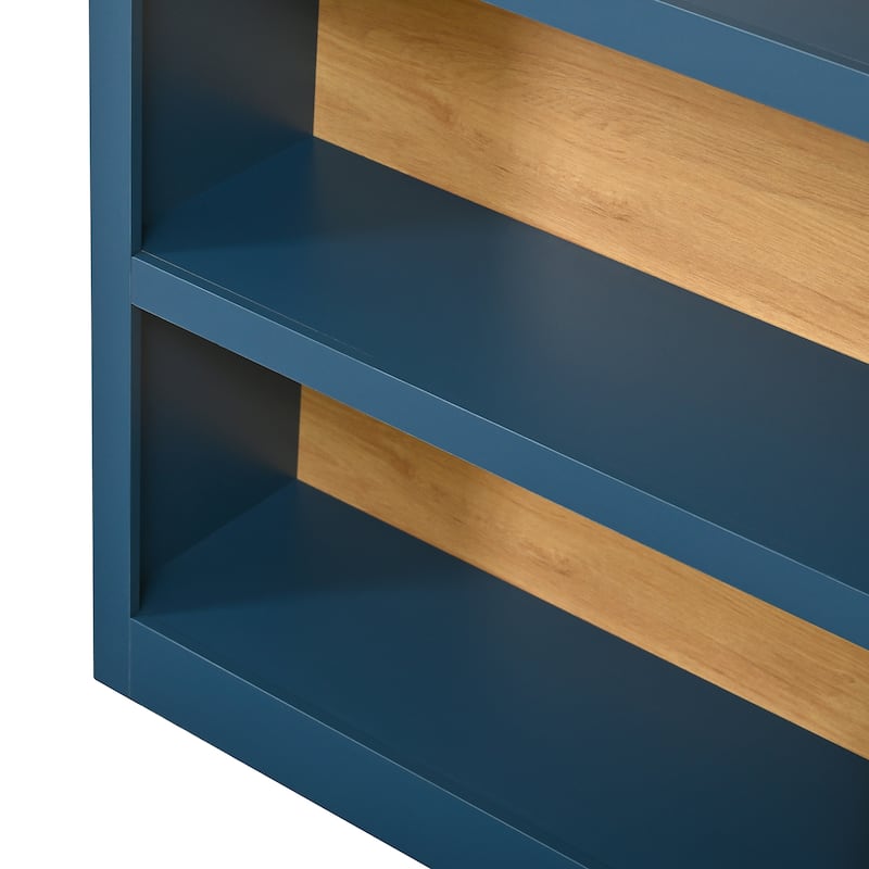 Freestanding Tall Bookshelves Set of 2, Farmhouse Two-Tone Open Storage Cabinet with Fabric Arched Top, 5-Tier Display Bookcase