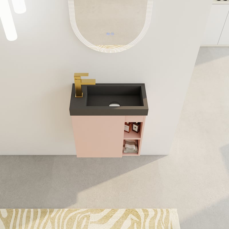 20" Floating Bathroom Vanity with Soft-Close Door and Resin Sink, Space-Saving Wall-Mounted Design