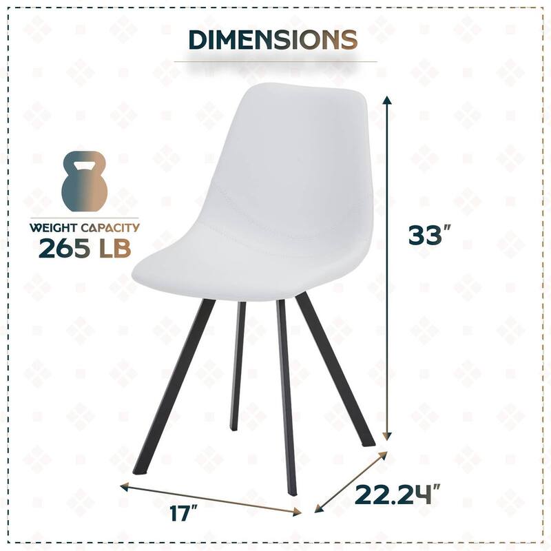 Markley Modern Ergonomic Leather Dining Chair with Black Steel Legs, Scratch-Resistant & Comfortable Kitchen Chair