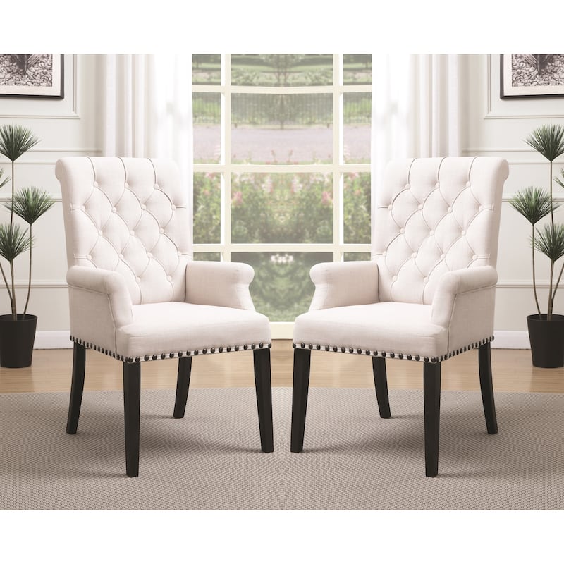 French Baroque Designed Dining Set with Button Tufted Chairs