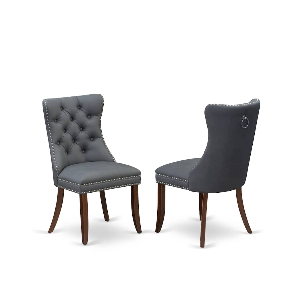 East West Furniture Dining Room Set Includes a Square Kitchen Table and Upholstered Chairs, Mahogany (Pieces Options)