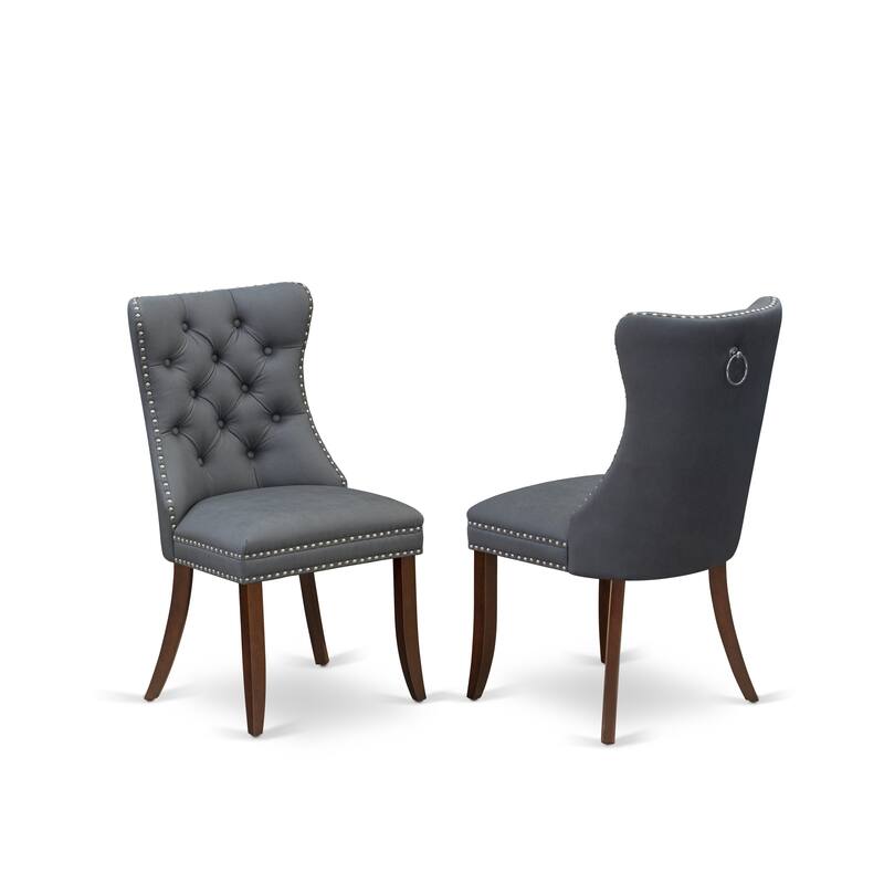 East West Furniture Kitchen Table Set Contains a Rectangle Dining Table and Upholstered Chairs, Mahogany (Pieces Options)