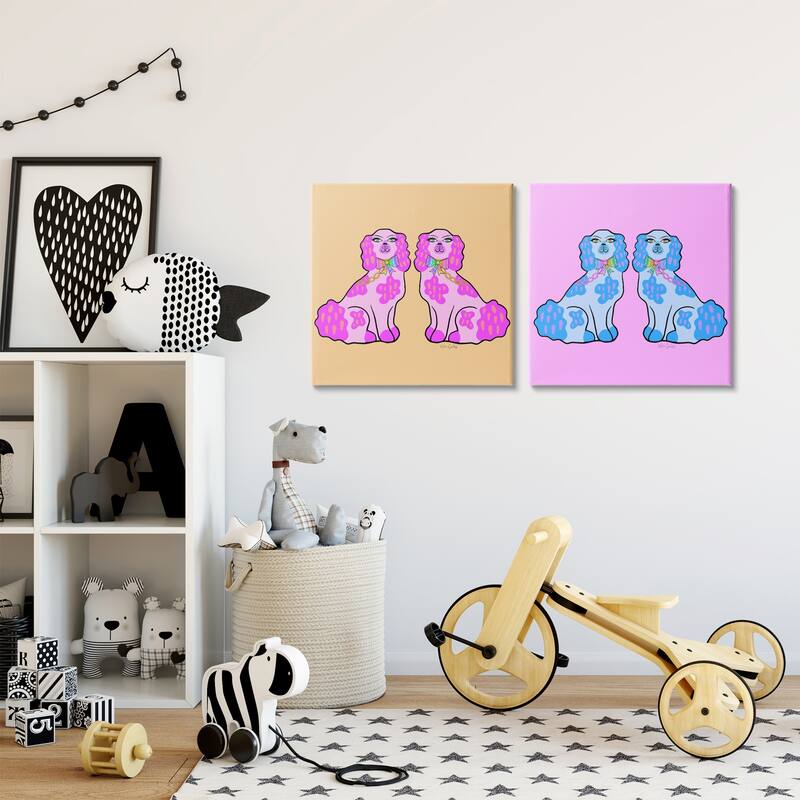 Stupell Brightly Colored Posh Pooches Canvas Wall Art Design By Katie Conley (Set of 2)