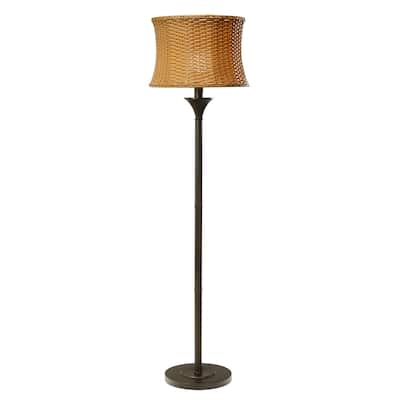 Havenside Home Pocologan 59.5-inch Outdoor and Indoor Basket-weave Floor Lamp - 16.25"L x 16.25"W x 59.5"H