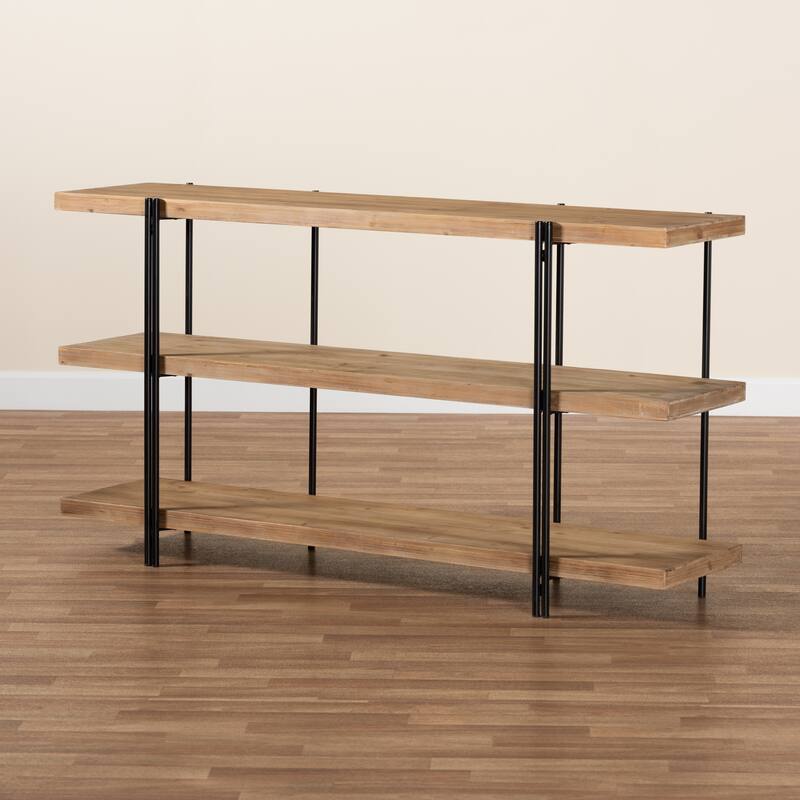 Tarah Brown Finished Wood and Black Finished Metal Console Table