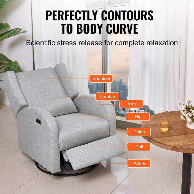 Electronic Power Recliner and Swivel Glider for Living Room, Bedroom