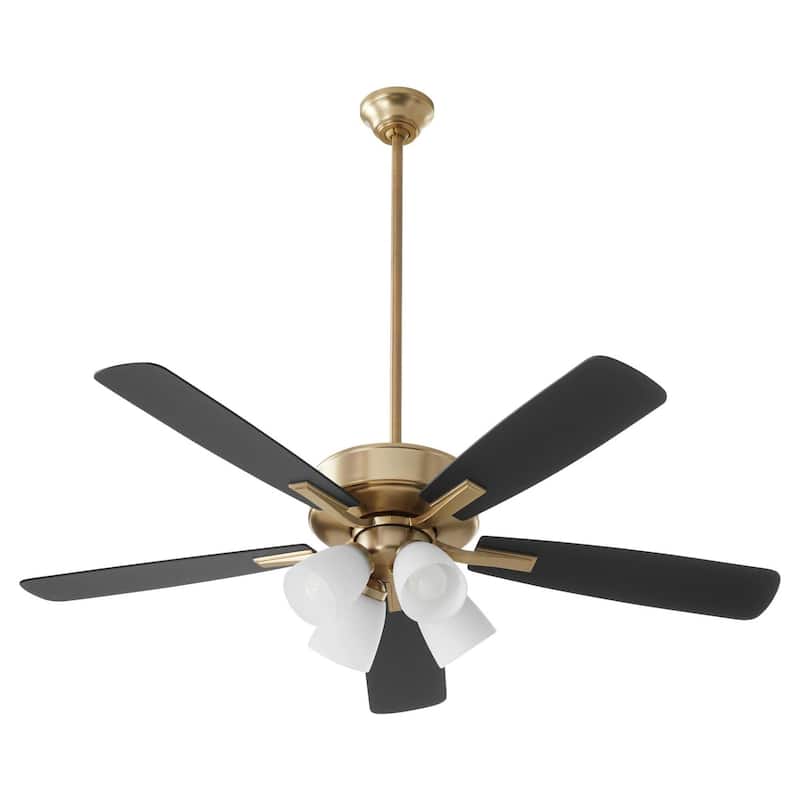 Quorum International 4525-4 Ovation 52" 5 Blade Indoor LED Ceiling Fan - Aged Brass