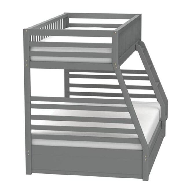 Twin over Full Solid Wood Bunk Bed with Ladder
