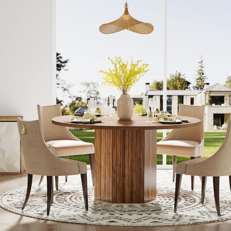 Oak Wood Round Dining Table, Kitchen Living Room Bistro Accent Table