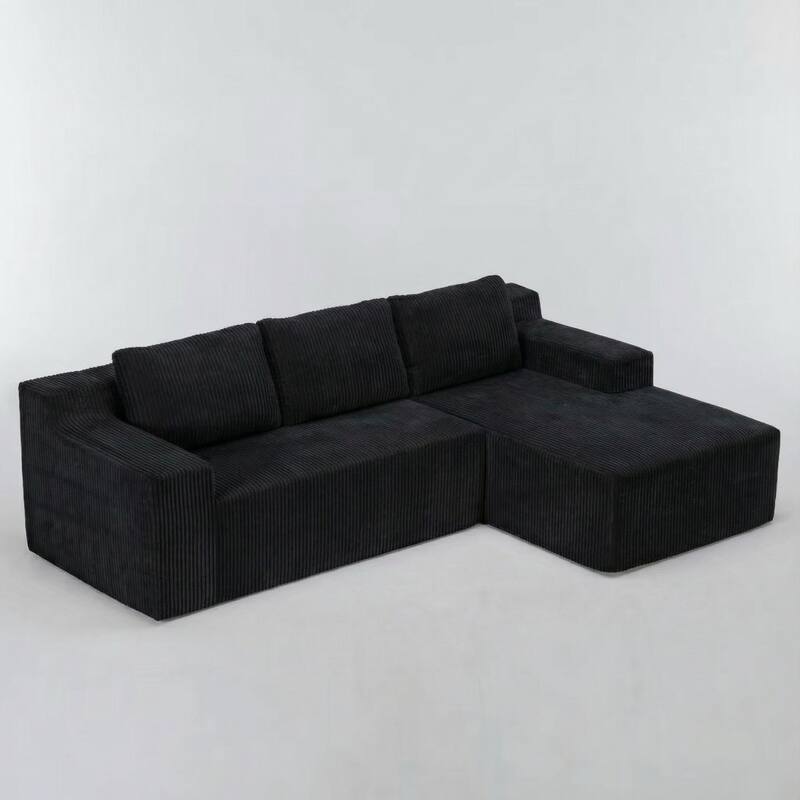 Corduroy L-Shaped Modular Sofa, Luxury Foam-Filled Floor Couch