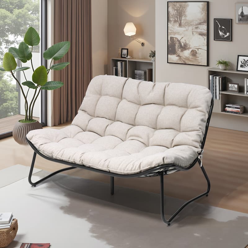 Pellebant Double Papasan Chair Loveseat with Cushion For Indoor Outdoor