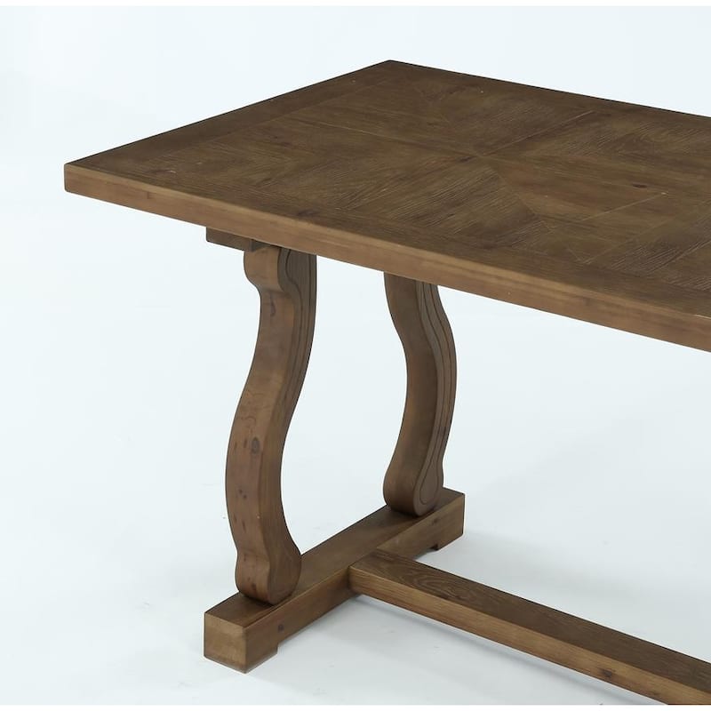 63" Farmhouse Rectangle Solid Wood Dining Table for 4-6 People