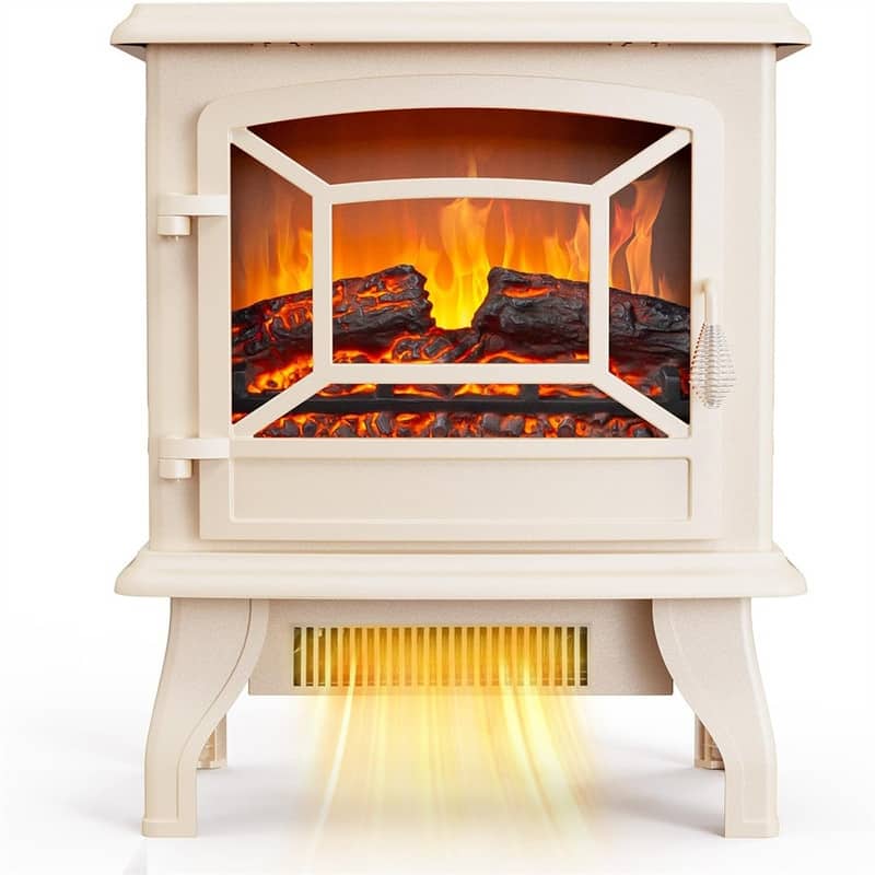 17-inch 1400W Freestanding Electric Fireplace - White