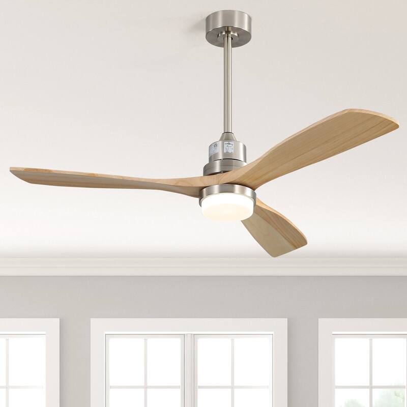 Sofucor 48/52 Inch Ceiling Fan with Light, Solid Wood Blades for Living Room, Bedroom,Smart Optional
