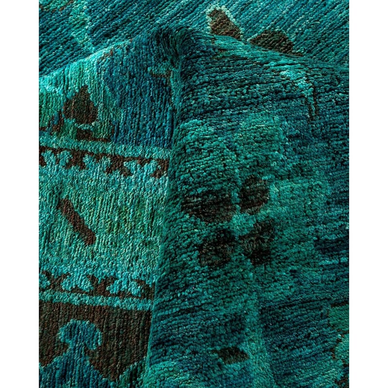 Overton Hand Knotted Wool Vintage Inspired Modern Contemporary Overdyed Gray Area Rug - 11' 9" x 17' 6"