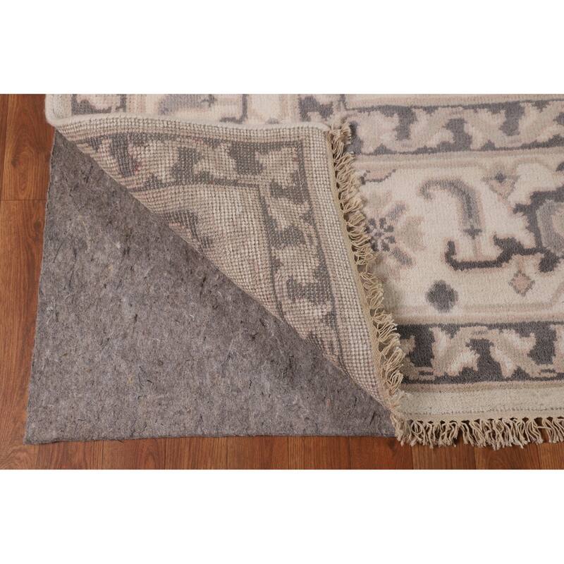 All-Over Ivory Floral Oushak Indian Area Rug Handmade Wool Carpet - 9'2"x 12'1"